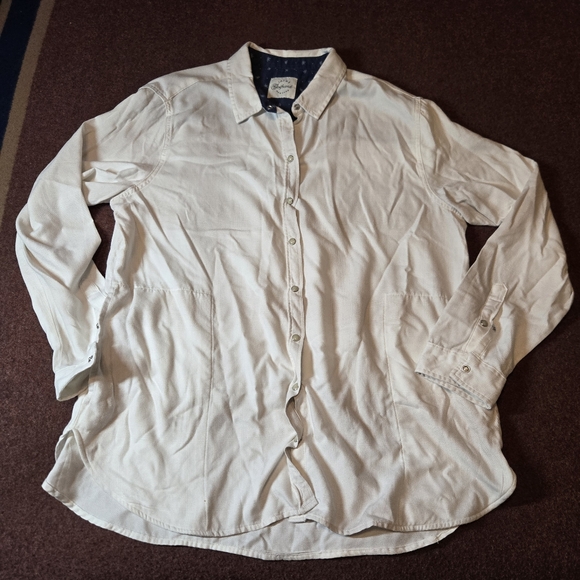 JACHS Girlfriend Tops - Jachs Girlfriend Super Soft Feel Flannel In Cream Size XXL Pearl Snap Front